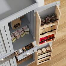 71" Tall Kitchen Cabinet Pantry Storage,Modern Kitchen Hutch Cabinet With Doors And Adjustable Shelves,Large Freestanding Food Pantry With 2 Drawer For Dining Room, Living Room, Hallway - Xám - Xem 7