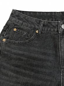 MYOURSA Women's Loose Low-Waist Wide-Leg Distressed Vintage Jeans, Streetwear Y2K Style Casual - 深灰色 - 查看 6