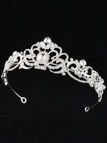 1 chiếc vương miện cô dâu bằng hợp kim bạc đính đá lấp lánh kiểu Baroque, thích hợp cho các lễ hội, sinh nhật và tiệc tùng của phụ nữ. - Bạc - Xem 6