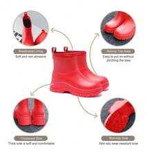Women's Waterproof Ankle Rain Boots, Short Rubber Chelsea Rain Boots For Women, Garden Shoes Suitable For Muddy Valleys, Barns, Gardening, Yard, Farm Work - Red - View 5