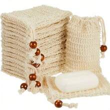 5-Pack/10-Pack Reusable Soap Bags With Foaming Nets And Drawstring Foam Pouches For Showering. - Apricot - View 2