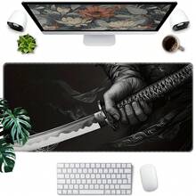 One Mouse Pad Close-Up: Samurai Hand Holding A Katana, Large Keyboard And Laptop Pad, Suitable For Office Decoration, Rectangular Desk Mat, Office Mouse Pad, Gaming Mouse Pad, Rubber Material. - Mouse Pad - View 10