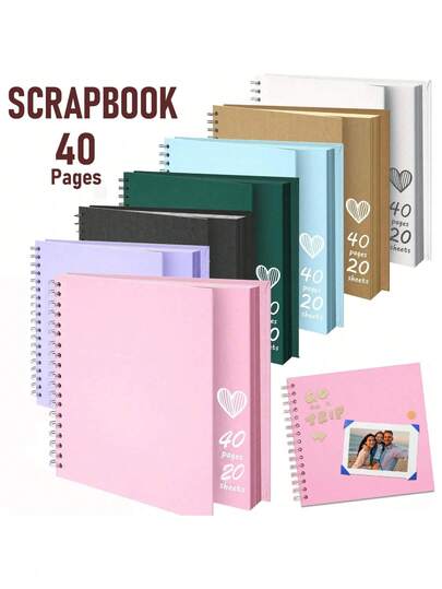 6.7 Inch DIY Scrapbook Photo Album, Hard Cover Kraft Paper, 40 Pages, Fits 4x6/5x7 Photos, Suitable For Wedding, Anniversary, Family, Travel And Other Occasions