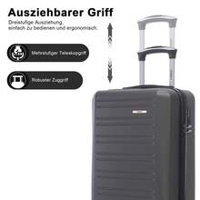 YONSLY Hard Shell Suitcase 20/24/28 Inches With 4 Wheels 360° Combination Lock Double Zippers Soft Rubber Handle Mesh Pocket Lightweight For Vacation - 深灰色 - 查看 4