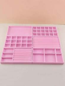 1pc/4pcs/6pcs Drawer Style Jewelry Organizer Box, Velvet Jewelry Display Tray, Elegant Jewelry Stand, Portable Ring Earring Necklace Storage Tray - Shape - View 10