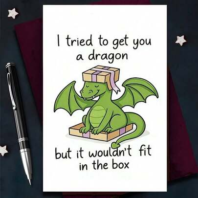 1st roligt drakepresentkort | Ett humoristiskt meddelande, perfekt för födelsedagar, fantasyentusiaster och speciella tillfällen, dekorativt gratulationskort med rolig design