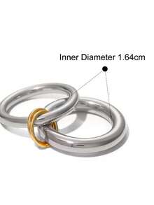 1pc Unique Design Double-Layer Stainless Steel Ring, Suitable For Women's Daily, Party And Casual Wear - Gold and Silver - View 13