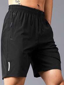 3pcs Men's High Performance Casual Loose Quick Dry Sports Shorts, With Reflective Strip Design, Pockets, Waist Zipper Drawstring, Soft And Lightweight Suitable For Training And Sports - Multicolor - View 4