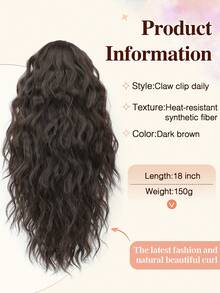 Ponytail Extension,18inch Curly Pony Tail Clip In Claw Hair Extensions Fluffy Natural Looking Synthetic Hairpiece For Music Festival Party And Daily - Multicolor - View 6