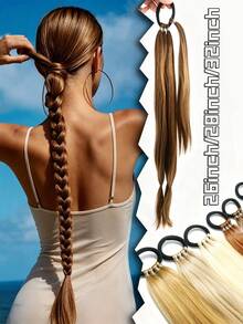 26-32 Inch Braided Ponytail Hair Extensions With Hair Ties - Handmade Wrap Around Synthetic Hair Pieces, Fluffy Soft Natural Look, Heat Resistant For Daily, Wedding, Party, Halloween And Christmas (Gold) - Multicolor - View 2