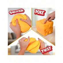 Extra Large Soft Squishy Cheese Blocks | Gag Gift | 4" Giant Stress Ball - 黃色 - 查看 6