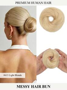Real Human Hair Bun Extensions For Women - 16cm Stretching Wavy Messy Bun Scrunchie - Elastic Hair Band For High Ponytail Updo - Natural Fluffy Chignon For Daily Wear Wedding Travel Essential - Multicolor - View 17