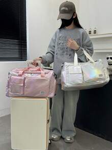 夏季運動健身包，中性款，附鞋子隔層旅行包，適用於學校、週末旅行、過夜住宿、瑜伽、海灘旅行 - 彩色 - 查看 11