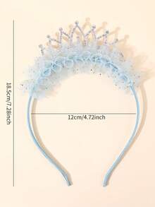 1 pezzo Fascia per capelli a forma di corona per compleanno, copricapo costume per festa di compleanno, accessorio per festa decorato con strass, cerchietto per foto (blu) - Corona Blu - Visualizzare 3
