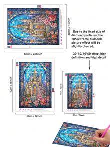 5D DIY钻石画 | 精美彩色玻璃教堂DIY钻石画套装，神圣美丽的地方帆布墙画。家居装饰钻石画，马赛克套装，DIY您自己的墙画，享受手工制作的乐趣，送给朋友的最佳礼物 - 彩色 - 查看 4