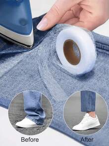 64米/70码熨烫包边带，热熔粘合带，耐高温150℃，宽度1/1.5/2/2.5/3厘米，自粘裤脚缩短带，热熔无纺布衬布及熨烫衬布缝纫配件，适用于裤子、衣服、窗帘、DIY，白色，不防水包边带，无需缝纫 - 彩色 - 查看 3