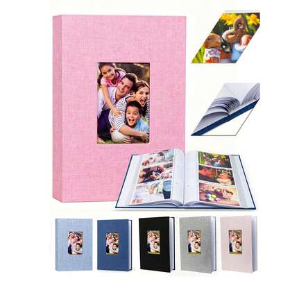Album ảnh bìa vải lanh kích thước 4x6 inch, sức chứa 300 ảnh, thích hợp cho ảnh gia đình, ảnh cưới, ảnh kỷ niệm và ảnh em bé.