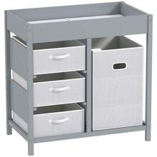 Baby Changing Unit With 4 Storage Drawers Mat For Bedroom Nursery 84 X 84.5 Cm Grey - Grey - View 10
