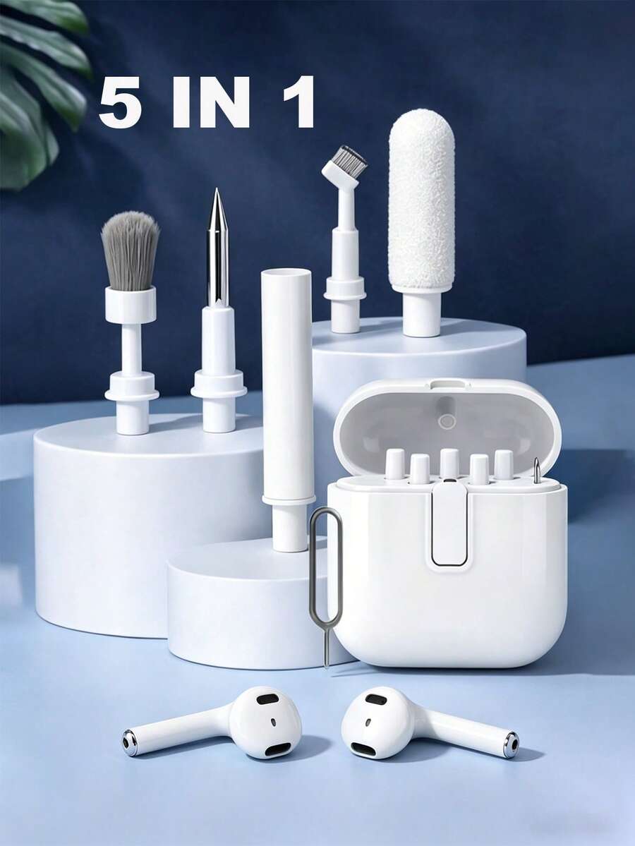 1pc 5-In-1 Wireless Earphone Cleaning Kit Compatible With AirPods Pro - Durable Brush Pen For Computer And Phone, Effective Dust Removal, Daily And Travel Essential Tool, Maintenance Necessity.