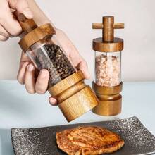1pc/2pcs/3pcs Acrylic Manual Pepper Grinder, Restaurant Seasoning Jar For Ground Black Pepper, Salt - Multicolor - View 6