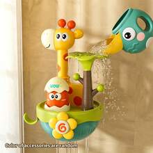 长颈鹿造型淋浴喷头洗澡玩具，儿童浴室喷水玩具，适合1-3岁幼儿男孩女孩 - 彩色 - 查看 10