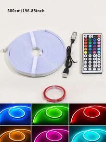 1 đèn neon LED RGB dẻo có điều khiển từ xa, đèn neon đổi màu thích hợp trang trí phòng ngủ, phông nền sofa, khu vực chơi game và phòng chiếu phim gia đình, lý tưởng cho trang trí ngày lễ. - ánh sáng đa sắc - Xem 15