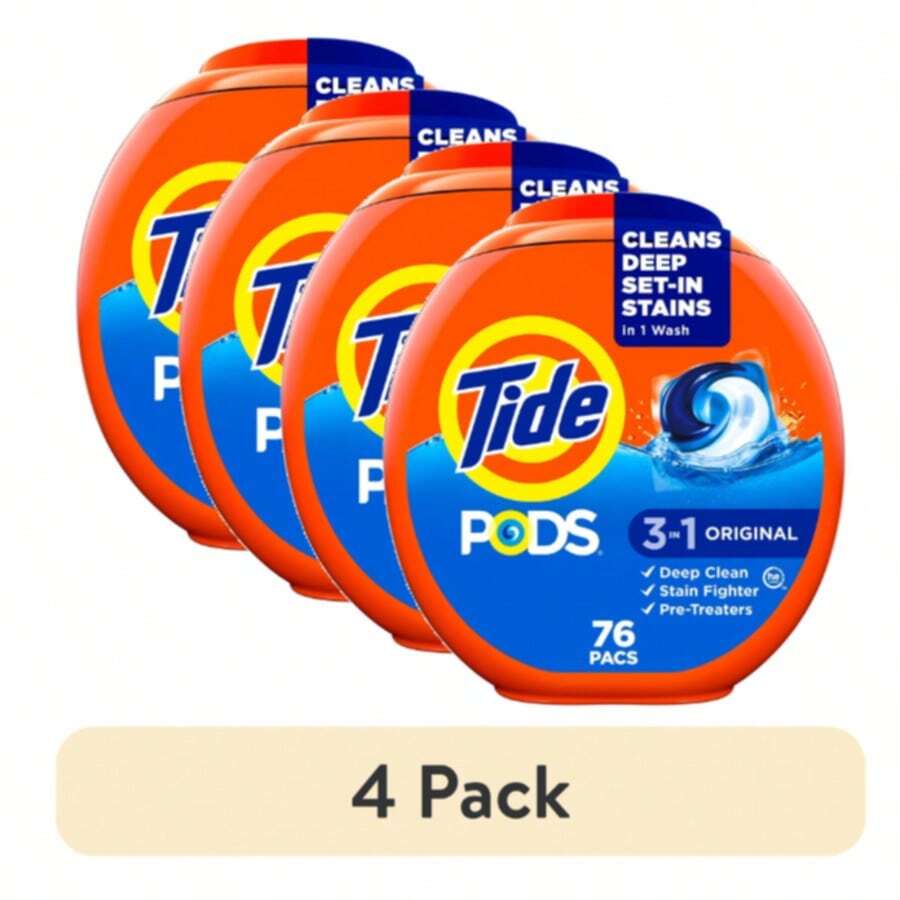 Tide PODS Laundry Detergent Pacs Original Scent 4 Pack 76 Count Total 3-In-1 Deep Cleaning Capsules - Detergent - View 1