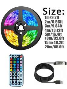 Bandă luminoasă LED USB cu telecomandă cu 44 de taste, funcție magică de schimbare a culorii RGB, alimentată prin USB, potrivită pentru dormitor, sufragerie, petrecere de ziua de naștere, Crăciun, Halloween, lumină de noapte/iluminare de fundal TV, cu funcție de schimbare a culorii RGB cu temporizator, aplicabilă pentru dormitor, decorațiuni de sărbători, decorațiuni pentru camere de acasă, decorațiuni de perete, petrecere de Halloween - alb - Vizualizare 12