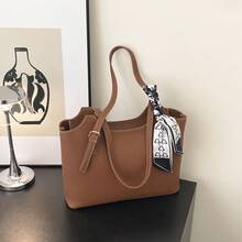 Bolso bandolera de cuero genuino 2026, diseño minimalista para uso diario. Bolso tote 2026 con nueva textura vintage, bolso de gran capacidad para el otoño, versátil bolso de hombro vintage para mujer. - marrón - Ver 9