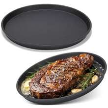 圆形铸铁烤盘，带木质底座 - 适用于牛排、法式烤肉、烧烤热菜，适用于餐厅和家庭厨房 - 彩色 - 查看 5