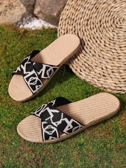 Men's Linen Slip-On Slippers, Indoor Non-Slip Sandals For Home, Suitable For Spring, Summer, Autumn And Winter
