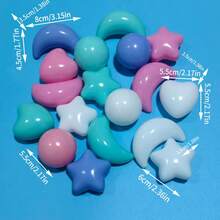 30/50/100 piezas de formas de estrellas y lunas, pelotas de playa de formas surtidas, pelotas de plástico adecuadas para carpas de juegos de fiesta, props de fotos, juguetes de piscina y agua, y decoraciones de fiesta de piscina; formas y colores surtidos - Multicolor - Ver 8