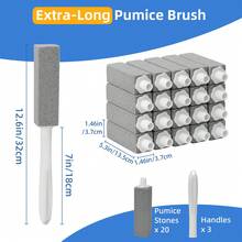 Tomnk 20pcs Pumice Stone For Toilet Bowl Cleaning, With 3pcs Handle, Scouring Stick Remove Toilet Bowl Hard Water Rings, Calcium Buildup And Rust For Cleaning Toilet, Bathroom, Kitchen Sink, Grill - xám - Xem 7