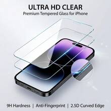 2.5D Curved Tempered Glass Screen Protector Compatible With IPhone 11 12 13 14 15 16 17 Pro Max Plus, High Definition Transparent Full Coverage Anti-Scratch - Clear - View 12
