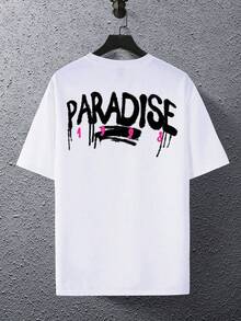 KX4Z Men's Simple Print Crew Neck T-Shirt - Putih - View 2