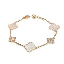 1pc Cherry Blossom -Leaf Clover Bracelet, Luxury Zirconia Sparkling Elegant Lady Style Accessory - Multicolor - View 9