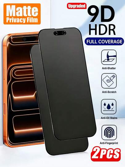 2 片装 - 磨砂隐私屏幕保护膜，兼容 17 Pro Max/17 Pro/17 Air/17/17E/16 Pro Max/16 Pro/16 Plus/16E/15/14/13/12，非玻璃材质，PET 材料，防摔防指纹，触控灵敏，保护隐私，易于安装，无气泡，兼容手机壳和配件，适合作为礼物送给家人和朋友。