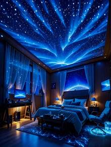 Remote Control Star Sky Night Light Projector - USB Powered, Color Changing Ambient Lamp, Suitable For Bedroom And Home Decor - Multi-color light - View 2