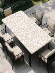 1 pieza Mantel de estilo estadounidense a la moda con estampado, mantel de poliéster impermeable adecuado para restaurante, cafetería, picnic al aire libre, decoración de mesa de jardín, primavera/verano - B - Ver 13