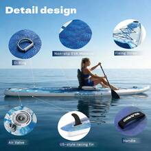 Extra Long Premium Inflatable Racing Paddleboard, Complete With SUP Accessories, Including A Large US-Style Racing Screw-On Curved Fin, A Non-Slip Adult Paddleboard, And An Inflatable Seat On The Bottom - Blue - View 4