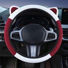 Cartoon Cute Cat Ear Steering Wheel Cover, 38cm Without Inner Ring Elastic, Comfortable And Breathable, Anti Slip And Wear-Resistant Steering Wheel Handle Cover, Inner Ring Anti Slip Particle Design, Multiple Color Options, - Cat Ear Steering Wheel Cover Without Inner Ring - View 9