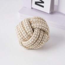 5件套手工编织咀嚼玩具，带结和球，互动拔河、训练、牙龈按摩玩具，适合小型至中型犬 - 卡其色 - 查看 7