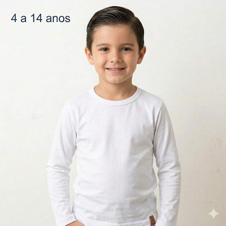 Basic Long-Sleeved T-Shirt For Boys, Premium Cotton, Comfortable, Casual, Versatile, For Boys Ages 4-14 - 白色 - 查看 1