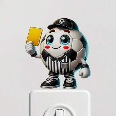 1 Stück Fußball Spiel Lichtschalter Aufkleber Cartoon Fußball Gelbe Karte Thema Schalter Beschriftung Wandtattoo, selbstklebend, Vinyl Beschriftung, künstlerisches Design Aufkleber, PVC Wandsticker Spielzimmer Klassenzimmer Wohnzimmer Tafel Dekoration Arbeitszimmer, Laptop und Auto Dekoration