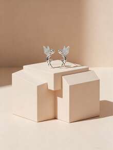 1 Pair Delicate Fairy Earrings, S925 Sterling Silver Rhinestone Angel Earrings, Hypoallergenic Design, Versatile For Daily, Party, Gift For Girlfriend, Bestie, Women - Little Angel - View 11