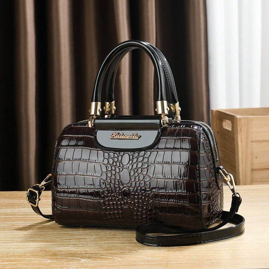 Large Capacity Boston Handbag, Fashionable High-End Women's Shoulder Bag, Versatile Stylish High-Grade Crossbody Bag, Minimalist Design - Brown - View 1