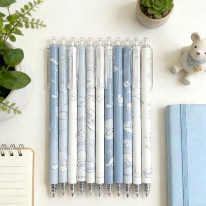 Bộ 6 bút bi gel hoạt hình có thể thu gọn, viết trơn tru, đầu bút 0.5mm, thích hợp cho trường học, văn phòng, mực đen, khô nhanh, cầm nắm thoải mái, quà tặng lý tưởng cho học sinh, phần thưởng trong lớp học, đồ dùng học tập, đồ dùng văn phòng phẩm.