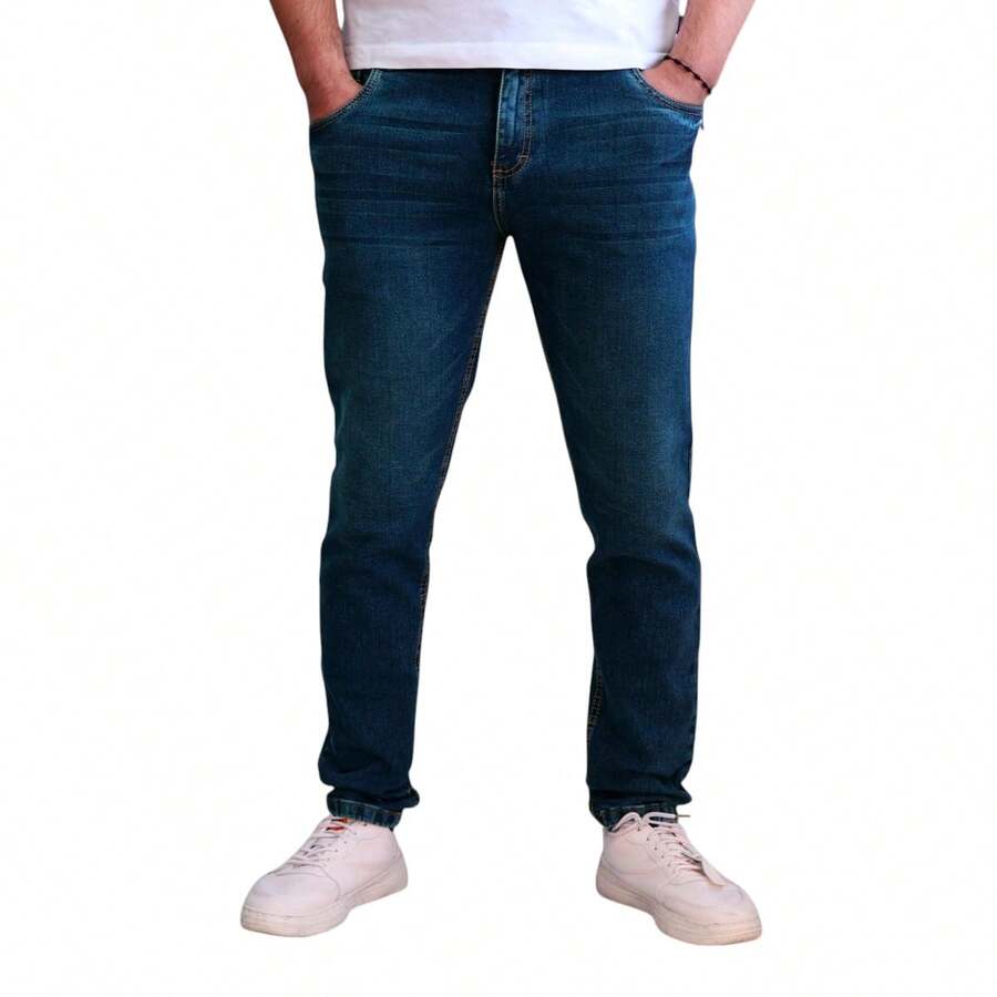 Pantalón Semiskinny de Mezclilla Stretch para Hombre John Silver - Agua verde azul - Ver 1