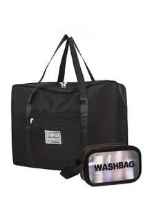 1 Bolsa de Armazenamento de Pano Espessa de Grande Capacidade com uma Bolsa de Lavagem à Prova d'Água, Bolsa de Armazenamento de Fitness e Lavagem com Separação de Seco e Úmido, Bolsa de Armazenamento de Chuveiro, Bolsa Transversal de Ombro, Bolsa de Armazenamento Multiuso para Viagem, Academia e Roupas com Compartimento Principal Espaçoso, Alça de Ombro Portátil, para Roupa de Cama, Roupas e Suprimentos de Mudança, Bolsa de Maquiagem de Viagem para Negócios, Férias, Exterior, Esqui, Exercício e Ajuste - Multicolorido - Visão 14