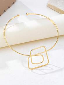 1 chiếc/bộ Vòng cổ kim loại xoắn không đều, điều chỉnh kích thước, dành cho nữ, thích hợp cho các bữa tiệc, kỳ nghỉ biển và quà tặng ngày lễ cho nữ. - Vàng - Xem 4